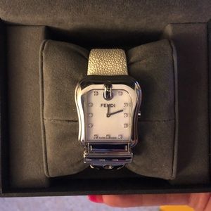 Fendi watch w/ diamonds and stingray strap